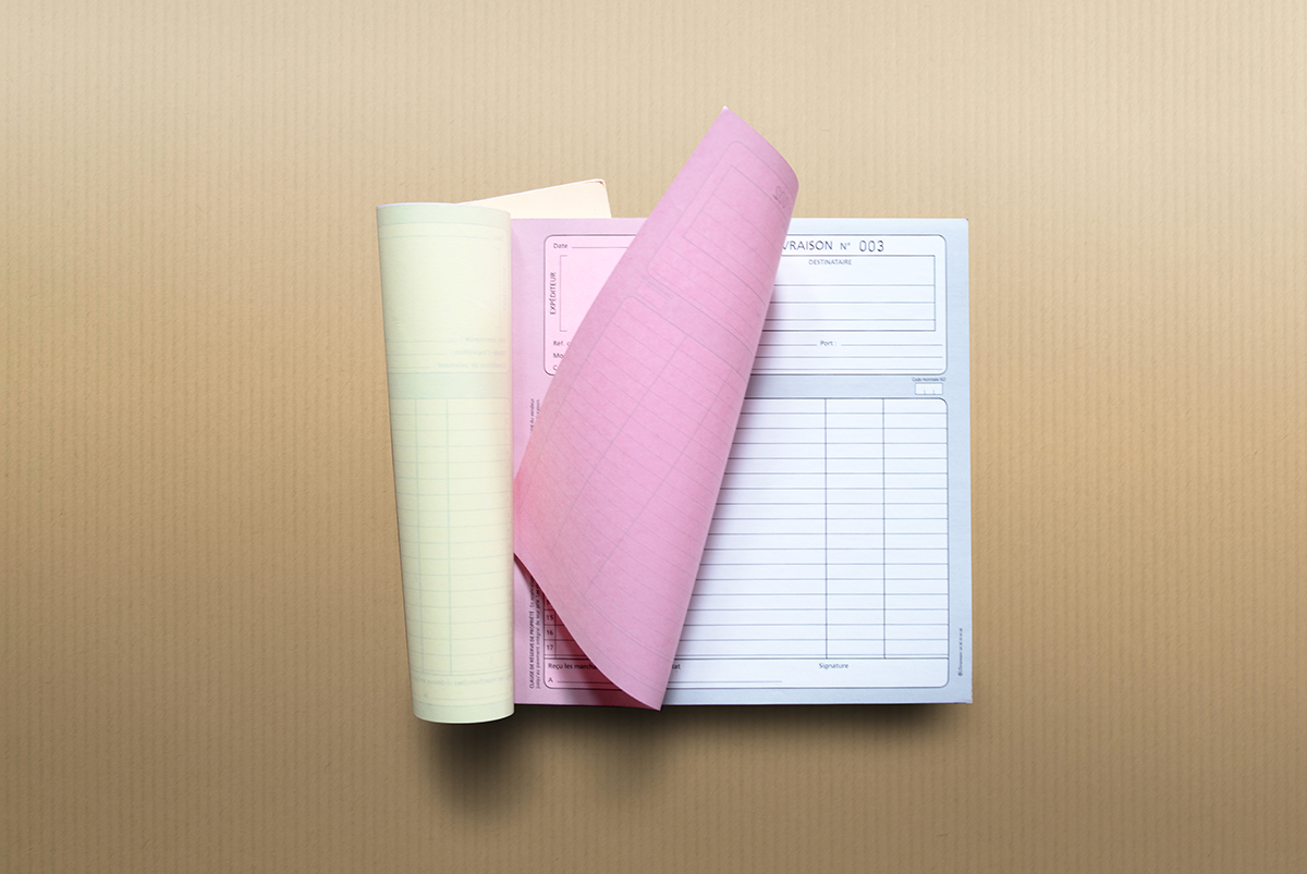 Carnets autocopiants, liasses